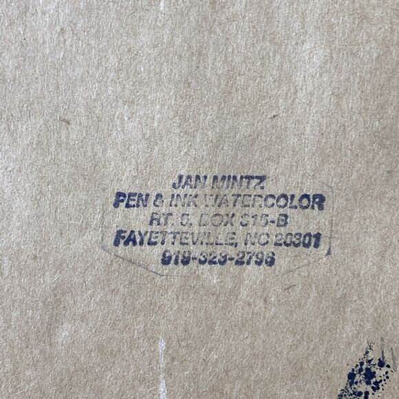 Jan Mintz Pen Ink Watercolor Morning Hummer Flowers Hummingbird Framed Art - Picture 4 of 12